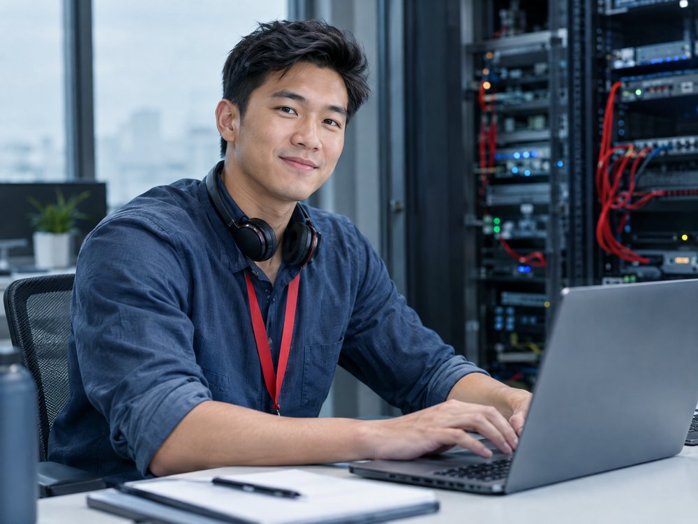 Canopy Technology support engineer working on a laptop